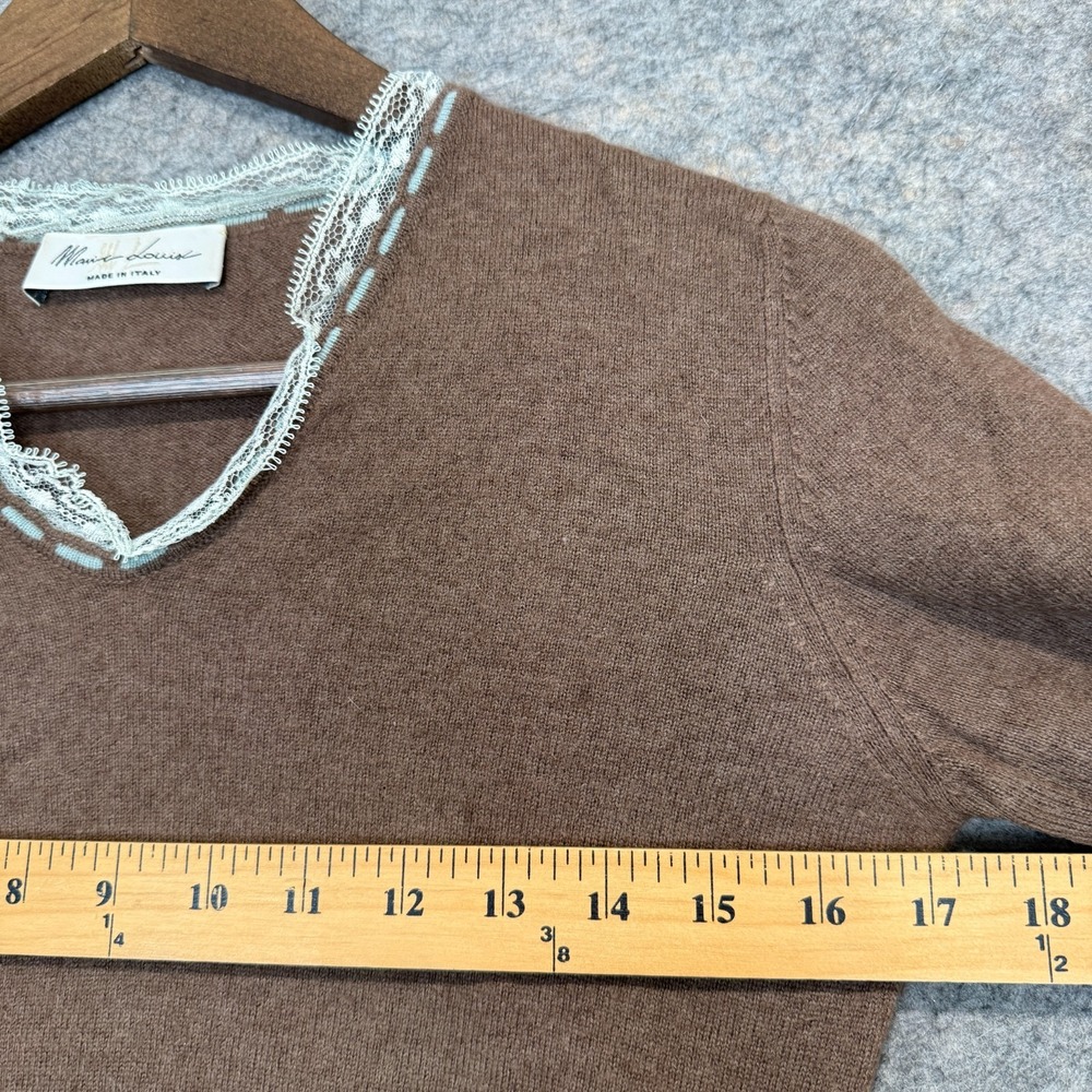 Marie Louis Italy Wool Sweater Womens 40 (US Small) Scalloped Lace Trim Knit - Picture 7 of 9